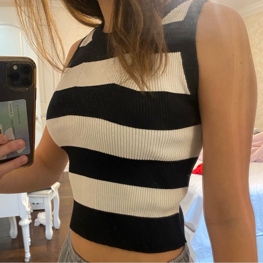 Pink woman striped tank sleeveless